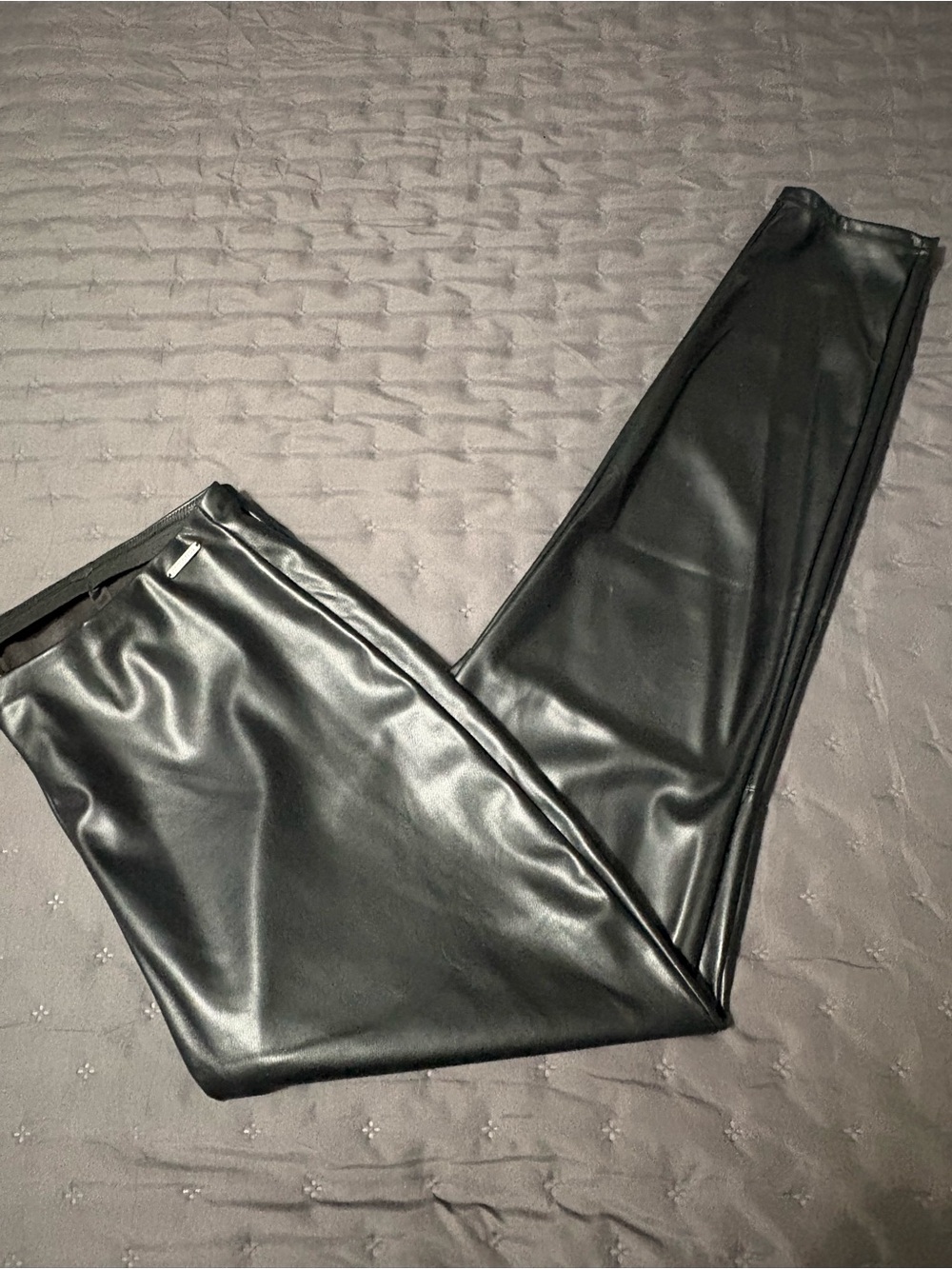 Fabletics 2X Black Faux Leather High Rise Leggings